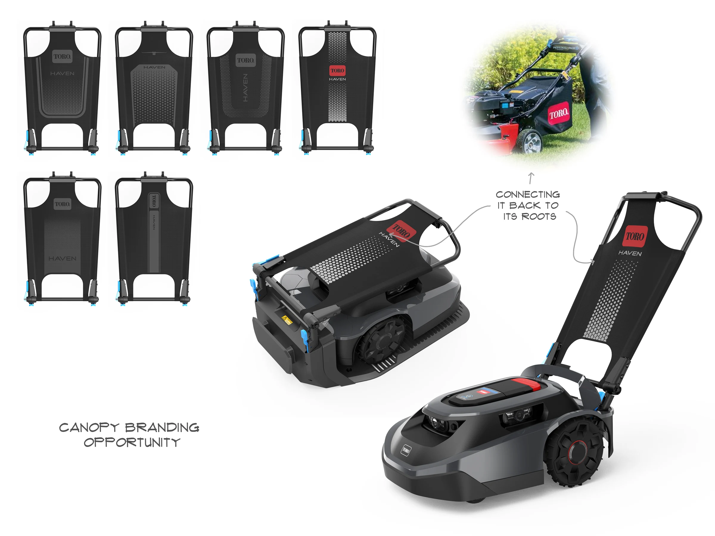 Haven charger branding opportunity — fabric canopy with Toro Haven identity
