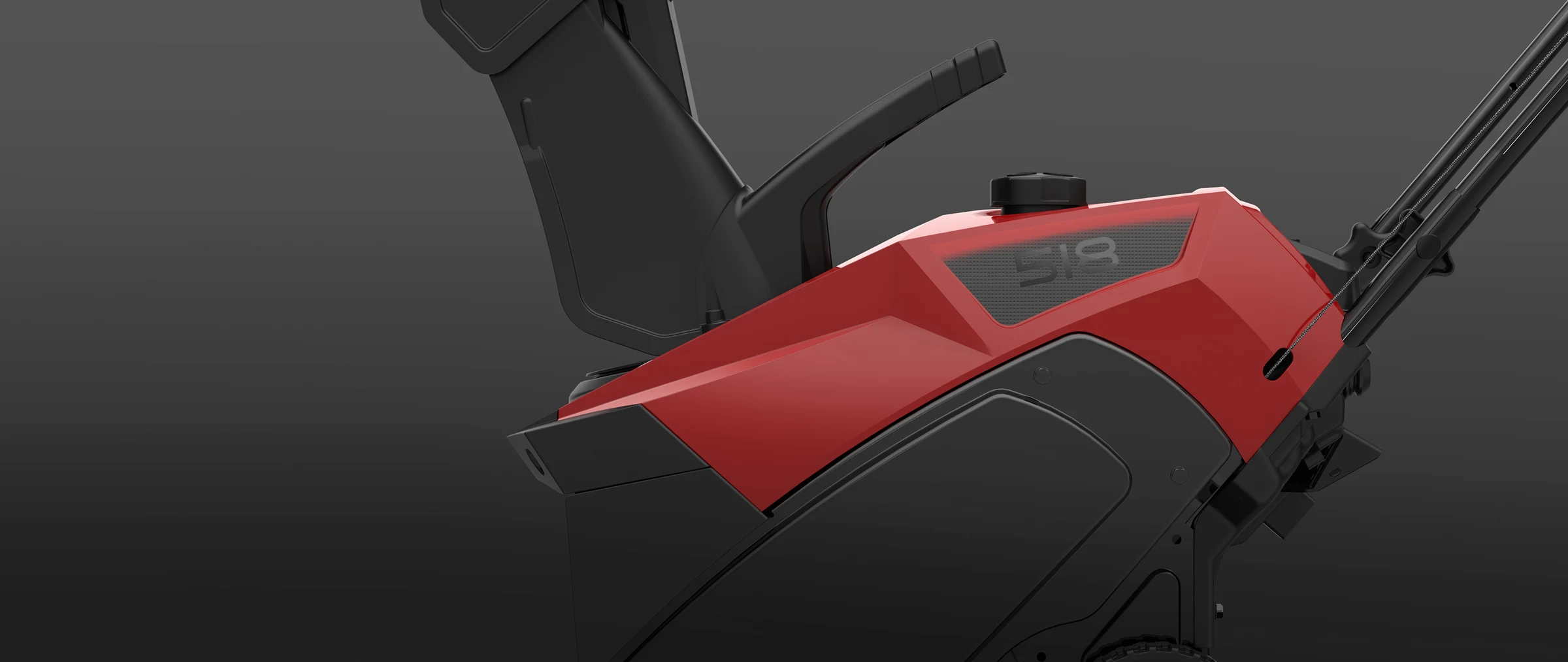 Toro 18 inch snow blower — hero render in snow