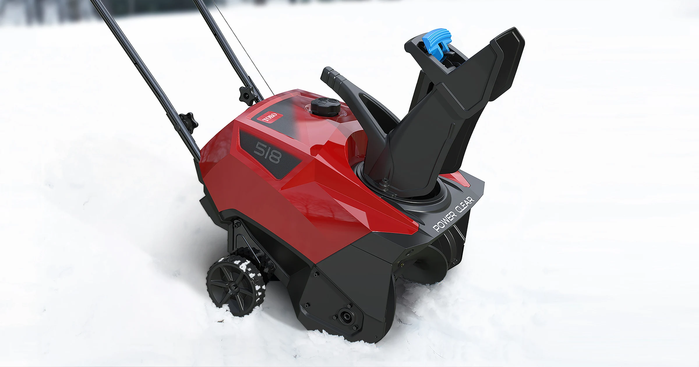 Toro 518 snow blower — action shot throwing snow